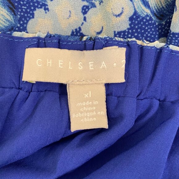 Chelsea28 Midi Dress Size XL Blue Floral Halter Open Back & Ruffle Hem NWOT‎ - Picture 5 of 11